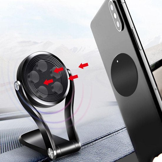 Telefoonhouder auto – Magnetisch Dashboard & Voorruit – 360° draaibaar – Sterke kleeflaag – Geschikt voor iPhone/Samsung/Huawei – Zwart-Ilumina Benelux