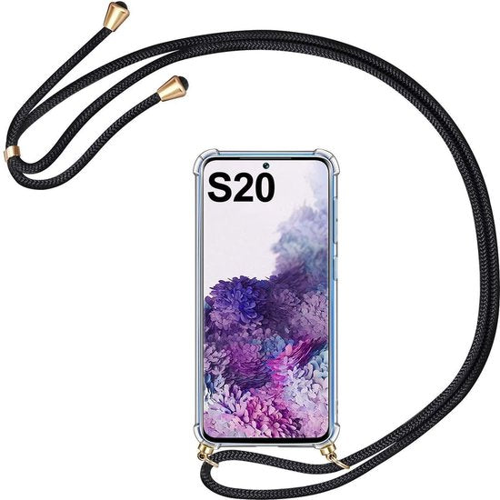 Samsung Galaxy S20 Hoesjes – Backcover met koord – Schokbestendig – Draagriem schouder/nek – Zwart-Ilumina Benelux