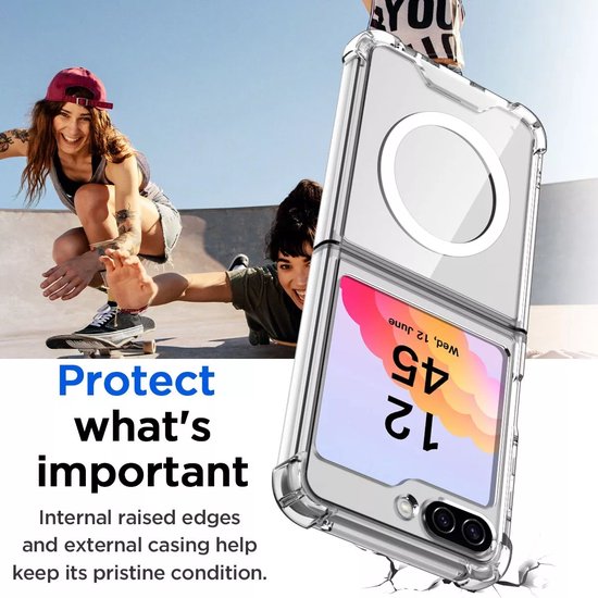 Samsung Galaxy Z Flip 6 / Flip 7 FE Hoesjes – Transparante TPU Backcover – Schokbestendig – MagSafe Compatibel – Doorzichtig-Ilumina Benelux