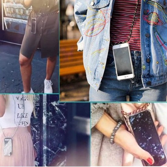 Samsung Galaxy A22 4G Hoesjes – Backcover met koord – Schokbestendig – Schouder- en nekriem – Zwart