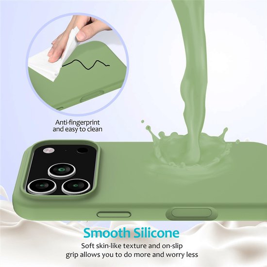 iPhone 17 Pro Max Hoesjes – Liquid Siliconen Backcover – Soft Touch – Incl. Screenprotector & Camera Lens Protector – Groen-Ilumina Benelux