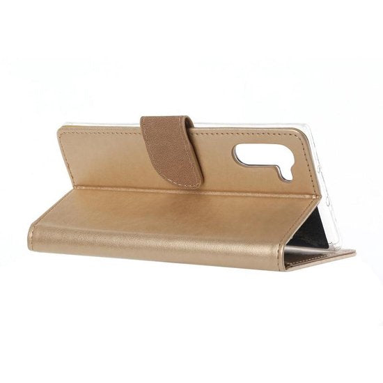 Samsung Galaxy Note 10 Hoesjes – Portemonnee Hoes – Magneetsluiting – 2x Gehard Glas Screenprotector – Goud-Ilumina Benelux