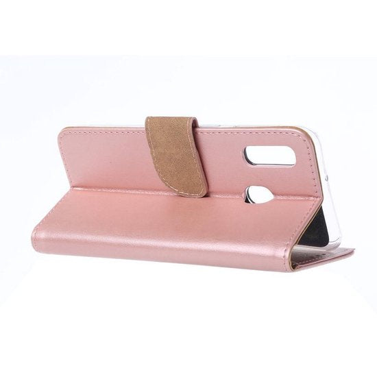 Samsung Galaxy A20E Hoesjes – Portemonnee Hoes – Magneetsluiting – 2x Gehard Glas Screenprotector – Roségoud-Ilumina Benelux
