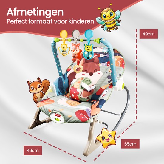 Wipstoel baby – Velox Goods VL-514 – Trillingen & muziek – Verstelbare rugleuning en speelboog – Inklapbaar – Grijs/Beige-Wipstoel-Ilumina Benelux