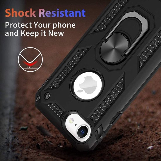 iPhone SE 2020/7/8 Hoesjes – Ring Armor Backcover – 360° Draaibare Kickstand Ring – Magneet – Roségoud-Ilumina Benelux