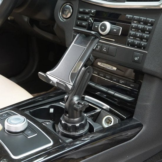 Tablethouder auto – Bekerhouder montage – Stevige grip – 360° draaibaar – Geschikt voor telefoon & tablet – Zwart-Tablethouder-Ilumina Benelux