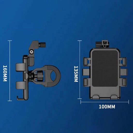 Telefoonhouder fiets – 360° draaibaar – Geschikt voor scooter en motor – Universele smartphonehouder – Zwart-Ilumina Benelux