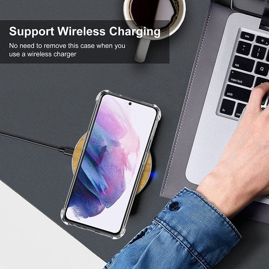 Anti-Shock silicone hoesje Transparant met 2 Pack Screenprotector Glas Geschikt voor: Samsung Galaxy S22