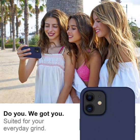iPhone 12 Mini Hoesjes – Soft Touch Liquid Silicone Backcover – Flexibele TPU Cover – Oxford Blauw + Screenprotector-Ilumina Benelux