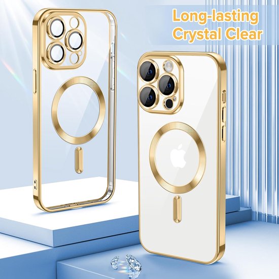 iPhone 14 Hoesjes – Backcover – Camera Lens Protector – MagSafe compatibel – Goud-Ilumina Benelux