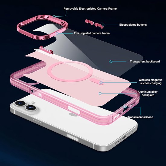 iPhone 16 Hoesjes – Magnetische Backcover – MagSafe Compatibel – Slank & Schokbestendig – Roze-Ilumina Benelux
