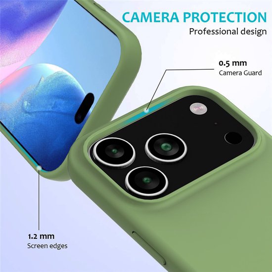 iPhone 17 Pro Max Hoesjes – Liquid Siliconen Backcover – Soft Touch – Incl. 2x Screenprotector – Groen-Ilumina Benelux