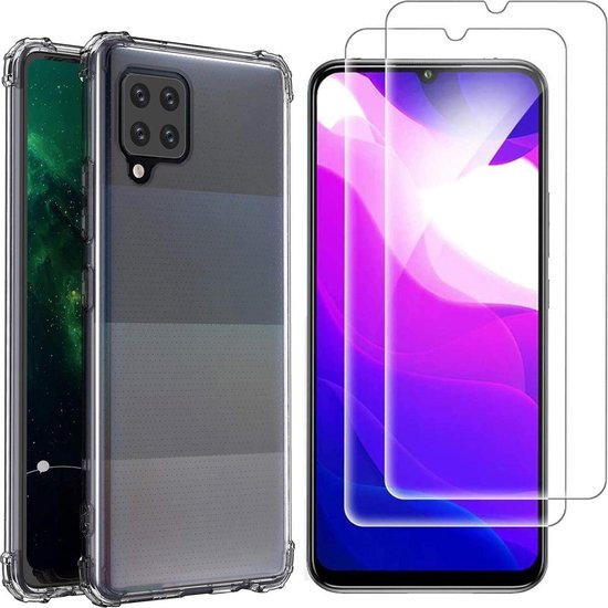 Samsung Galaxy A42 5G Hoesjes – Schokbestendige TPU Siliconen Backcover – 2x Gehard Glas Screenprotector – Transparant-Ilumina Benelux