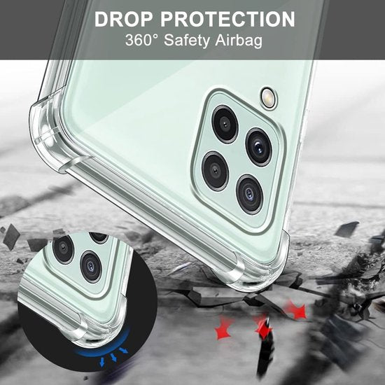 Samsung Galaxy A22 4G Hoesjes – Transparante Backcover met Koord – Anti Kras – Schokbestendig – Helder Transparant