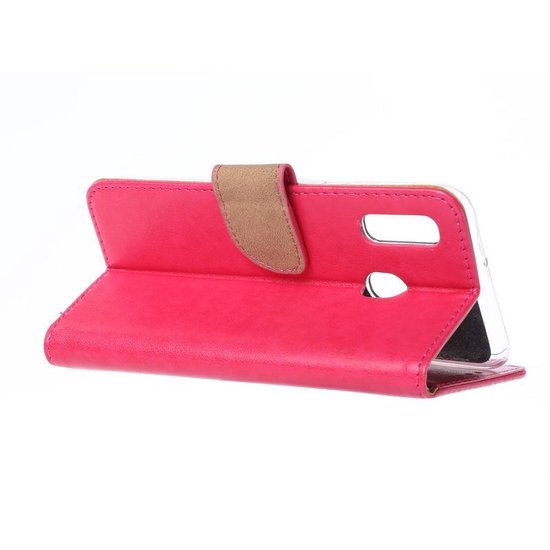 Samsung Galaxy A20E Hoesjes – Portemonnee Hoes – Pasjeshouder – 2x Gehard Glas Screenprotector – Roze