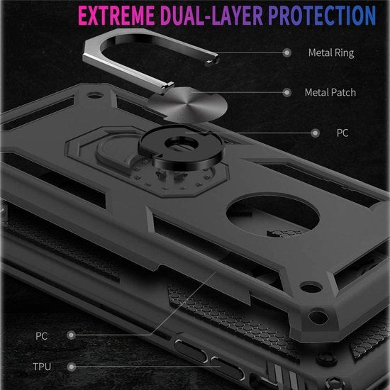 iPhone X / XS Hoesjes – Ring Armor Backcover – Kickstand Ring – 360° Draaibaar – Magneet – Roségoud-Ilumina Benelux