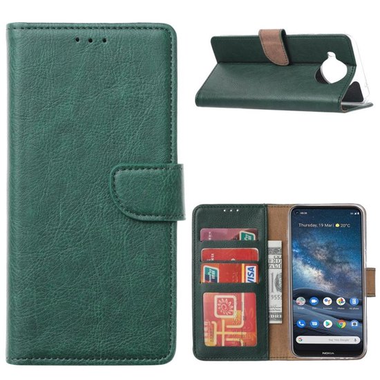 Nokia 8.3 Hoesjes – Bookcase Portemonnee Hoes – Pasjeshouder – Magneetsluiting – Groen-Ilumina Benelux