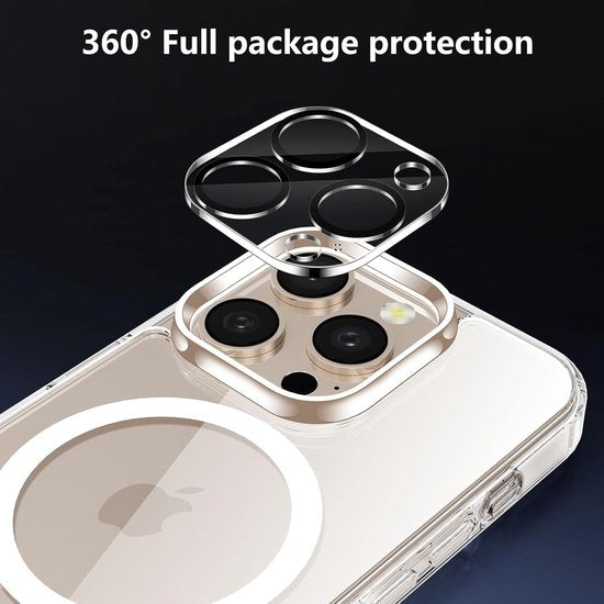 iPhone 16 Pro Hoesjes – Magnetische Transparante Backcover – Magsafe Compatibel – Met 2x Screenprotector & Camera Lens Protector – Doorzichtig-Ilumina Benelux