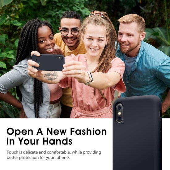 iPhone XS Max Hoesjes – Liquid Silicone Backcover – Flexibele TPU Cover – Schokbestendig – Zwart-Ilumina Benelux