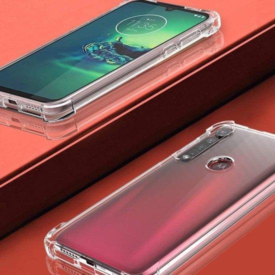 Motorola Moto G8 Plus Hoesjes – Siliconen Backcover – Schokbestendig – Transparant + 2x Screenprotector