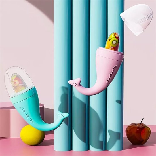 Fruitspeen baby – Siliconen fruitzuiger & bijtring – Anti verstikking – BPA-vrij – Roze-Ilumina Benelux