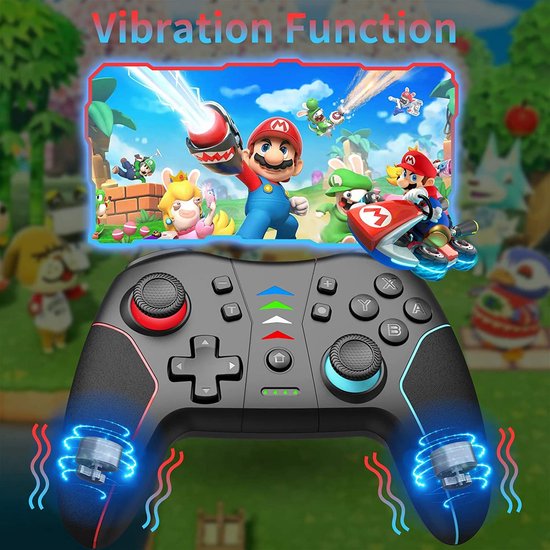 Nintendo Switch Controller – Draadloze Pro Gamepad – Geschikt voor Switch & Switch Lite – Trillingsfunctie – Zwart-Ilumina Benelux