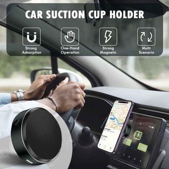 Telefoonhouder auto – Magnetisch met zuignap – 360° verstelbaar – Voor dashboard/ruit/LCD – Geschikt voor iPhone & Android-Ilumina Benelux