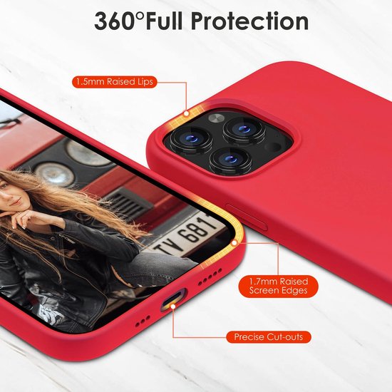 iPhone 14 Pro Max Hoesjes – Liquid Siliconen Backcover – Flexibel TPU – Schokbestendig – Rood-Ilumina Benelux