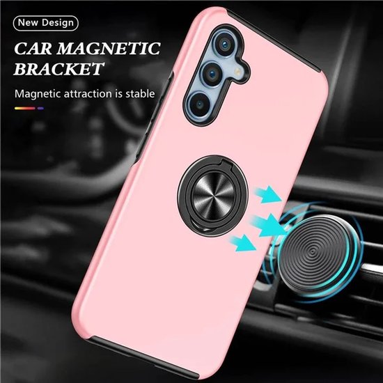 Samsung Galaxy A06 Hoesjes – Backcover met Vingerring – Grip & Standaard – Roze-Ilumina Benelux