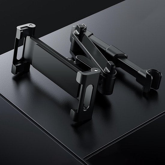 Tablethouder auto hoofdsteun – Verstelbaar – 360° draaibaar – Geschikt voor iPad/Samsung Galaxy Tab/Nintendo Switch – Zwart