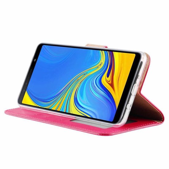hoesje Geschikt voor: Samsung Galaxy A9 2018 Portemonnee Roze met 2x Glas Screenprotector