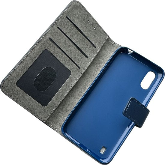 Samsung Galaxy A01 Hoesjes – Portemonnee Bookcase – Magneetsluiting – 2x Gehard Glas Screenprotector – Blauw-Ilumina Benelux