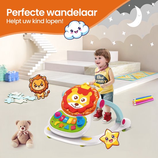 Baby loopstoel – Velox Goods VL-511 – Verstelbare hoogte – Met wielen & speelgedeelte – Veilig kleurrijk design – 6-36 maanden-Looptrainer-Ilumina Benelux