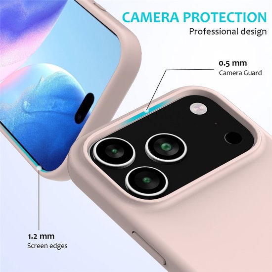 iPhone 17 Pro Max Hoesjes – Liquid Siliconen Backcover – Soft Touch – Schokbestendig – Roze-Ilumina Benelux