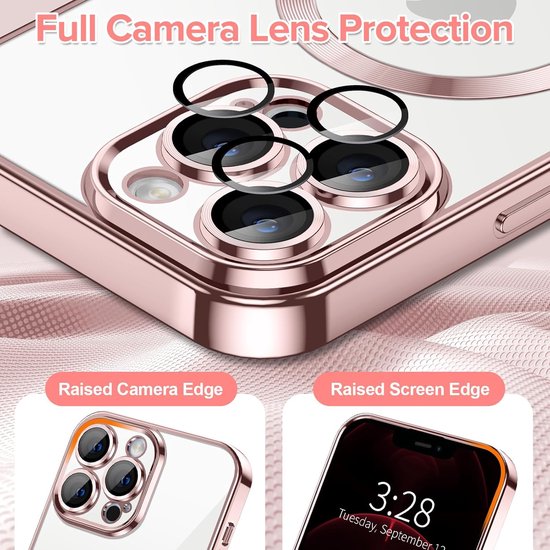 iPhone 13 Pro Hoesjes – Siliconen Backcover – Camera Lens Protector – MagSafe Compatibel – Roze-Ilumina Benelux