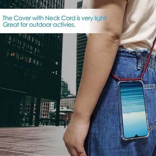 Samsung Galaxy A10S Hoesjes – Backcover met koord – Schokbestendig – Draagriem schouder/nek – Zwart-Ilumina Benelux
