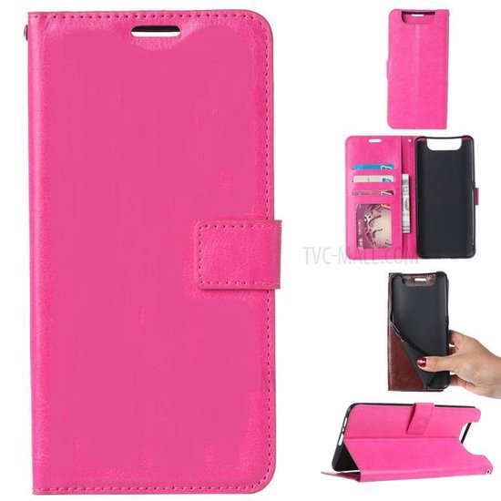 Samsung Galaxy A80 Hoesjes – Portemonnee Hoes – Pasjeshouder – 2x Gehard Glas Screenprotector – Roze-Ilumina Benelux