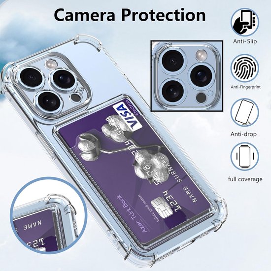 iPhone 16 Pro Hoesjes – TPU Backcover – Schokbestendig – Pasjeshouder – Transparant-Ilumina Benelux