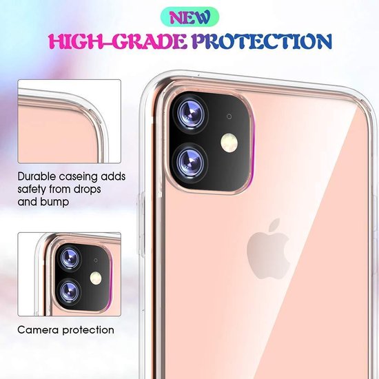 iPhone 11 Pro Max Hoesjes – Transparante TPU Siliconen Backcover – Soft Case – 2x Screenprotector Gehard Glas-Ilumina Benelux