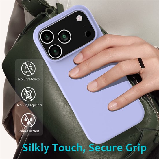 iPhone 17 Pro Hoesjes – Liquid Silicone Backcover – Softcase – Screenprotector + Camera Lens Protector – Lila-Ilumina Benelux