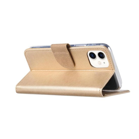 iPhone 11 Hoesjes – Portemonnee Bookcase – Magneetsluiting – 2x Gehard Glas Screenprotector – Goud-Ilumina Benelux