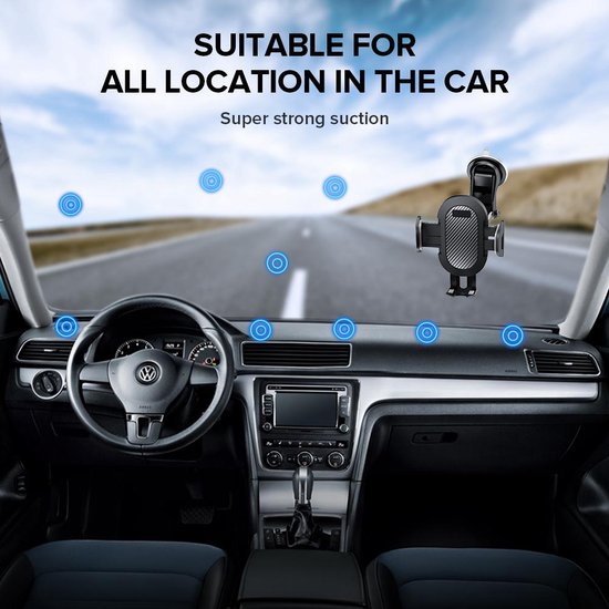 Telefoonhouder auto – Zuignap voor voorruit & dashboard – 360° draaibaar – Geschikt voor iPhone 12/13/14 – Zwart-Ilumina Benelux