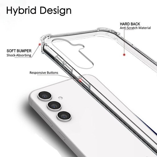 Militaire KKG schokbestendige hoesje met 2 Screenprotector en 1x Cameralen Geschikt voor: Samsung Galaxy S24 Plus - Transparant