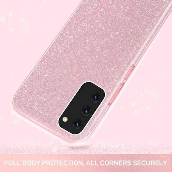 Samsung Galaxy A32 5G Hoesjes – Siliconen TPU Backcover – Glitters BlingBling – Roze-Ilumina Benelux