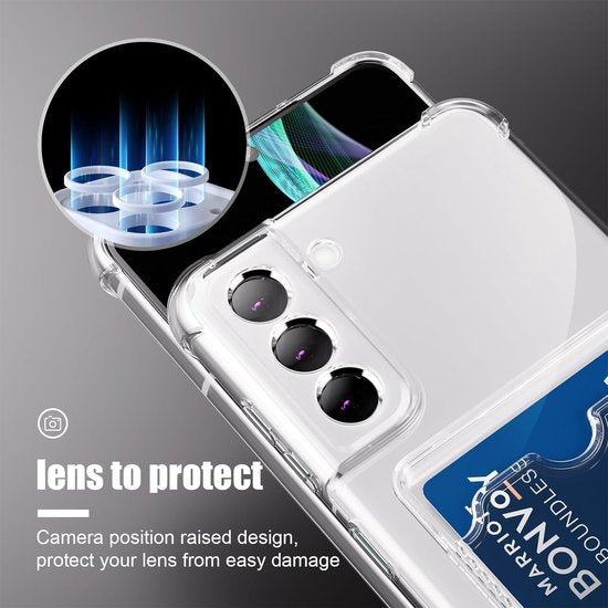 Samsung Galaxy S22 Hoesjes – TPU Backcover – Schokbestendig – Kaarthouder Pasjeshouder – Blauw