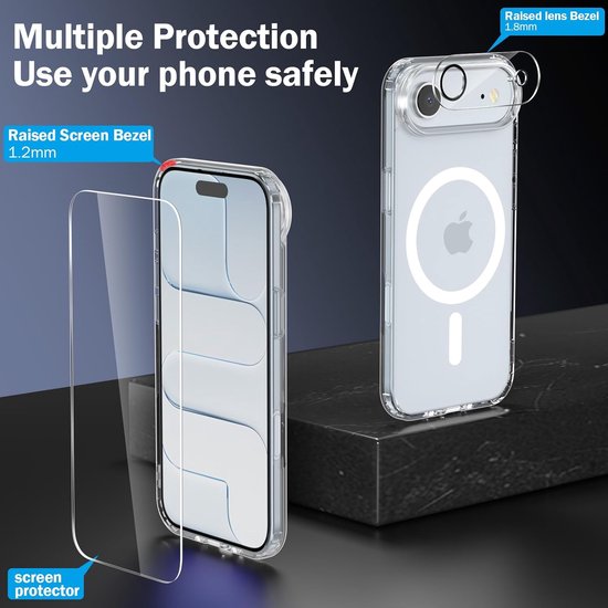 iPhone Air Hoesjes – Transparante Backcover – Schokbestendig – MagSafe – Incl. 2x Screenprotector & Camera Protector-Ilumina Benelux