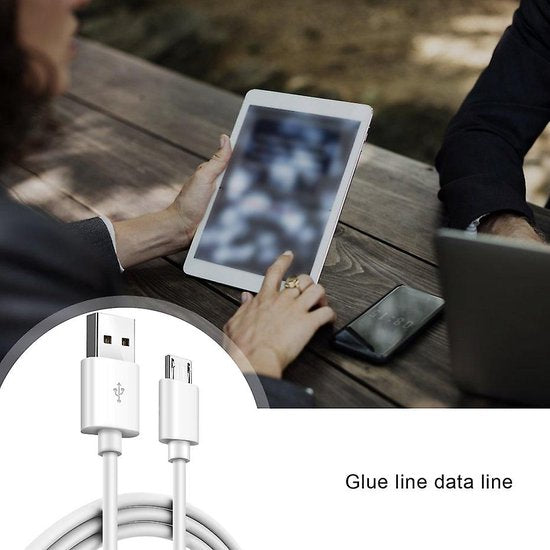 Micro USB Oplaadkabel – Geschikt voor Samsung, Huawei, Sony, LG, Motorola, Alcatel, Kobo, PS4 Controller – 2 Meter – Wit-USB-Kabels-Ilumina Benelux
