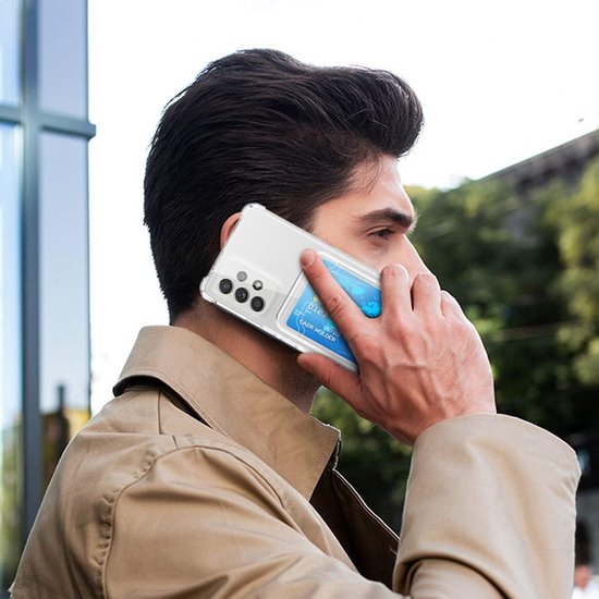 Schokbestendig Hoesje Pasjeshouder Geschikt voor: Samsung Galaxy A15 - Transparant