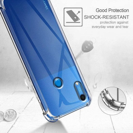 Huawei Y6 2019 Hoesjes – Transparante Hybride Backcover – Schokbestendig – 2x Gehard Glas Screenprotector-Ilumina Benelux