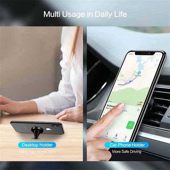 Telefoonhouder auto – Magnetisch voor ventilatierooster – Compact – Universeel – Zwart-Telefoonhouders-Ilumina Benelux